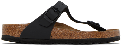 Birkenstock Womens Black Branded-hardware Faux-leather Thong Sandals