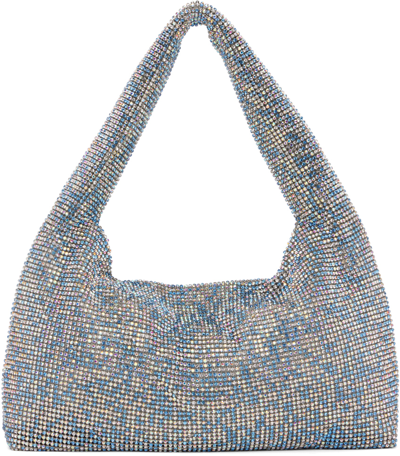 Kara Blue Mini Crystal Mesh Armpit Bag In Blue Pixel