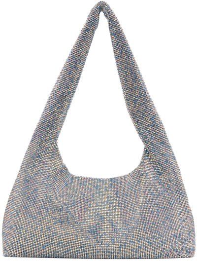 Kara Blue Crystal Mesh Armpit Bag In Blue Pixel