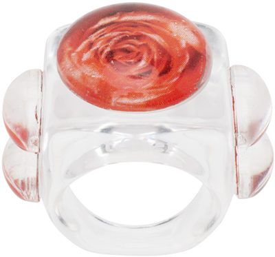 La Manso Iconic Rose Square Ring In Red