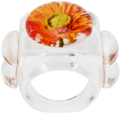 La Manso Transparent Tetier Bijoux Edition Iconic Flor Naranja Ring In Orange/white