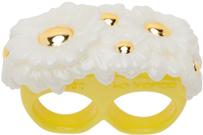 La Manso Siames Daisy Ring In White/gold/yellow