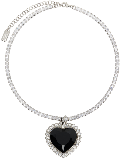Vetements Heart-gem Crystal-chain Necklace In Black