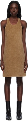 Totême Scoop-neck Wool-teddy Dress Chestnut In 898 Chestnut