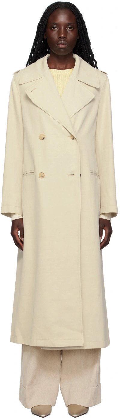 Totême Belted Twill Trench Coat In Eggshell