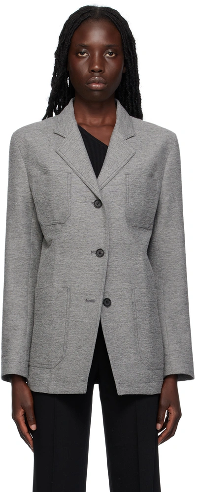 Totême Toteme Womens Grey Melange Single-breasted Jersey Wool And Recycled Polyamide-blend Blazer