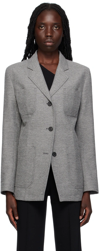 TOTÊME GRAY NOTCHED LAPEL BLAZER