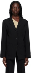 Totême Slim Viscose & Linen Blazer In 200 Black