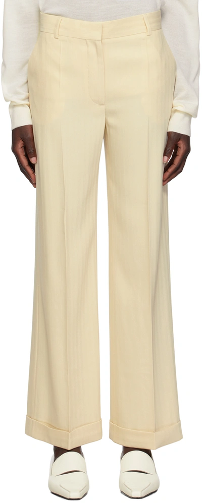 Totême Tailored Herringbone-weave Suit Trousers In Bleached Sand