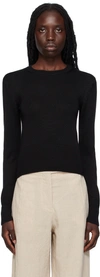 Totême Round Neck Ribbed Wool Knit Black In 200 Black