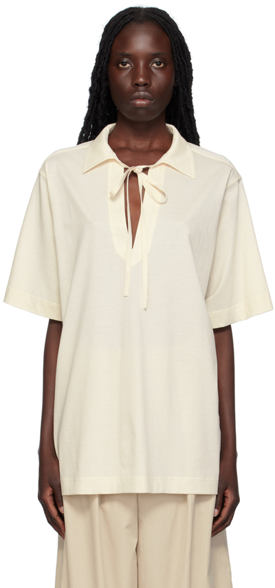 Totême Off-white Self-tie Polo In 184 Macadamia