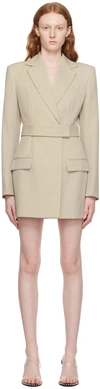 Alexander Wang Tailored Belted Blazer Dress With Logo Embroidery Feather In 279 Feather