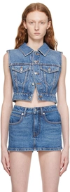 Alexander Wang Shrunken Trucker Vest In Denim In 473 Vintage M Indigo