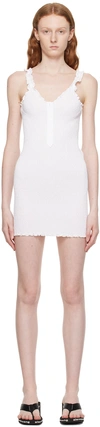 ALEXANDER WANG T WHITE THREE-BUTTON MINIDRESS