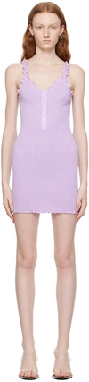 ALEXANDER WANG T PURPLE THREE-BUTTON MINIDRESS