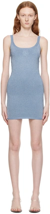 Alexander Wang T Women's Shimmer Tank Logo Minidress In Ariel Blue