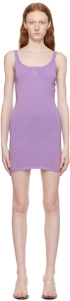 Alexander Wang T Women's Shimmer Tank Logo Minidress In Unicorn Purple