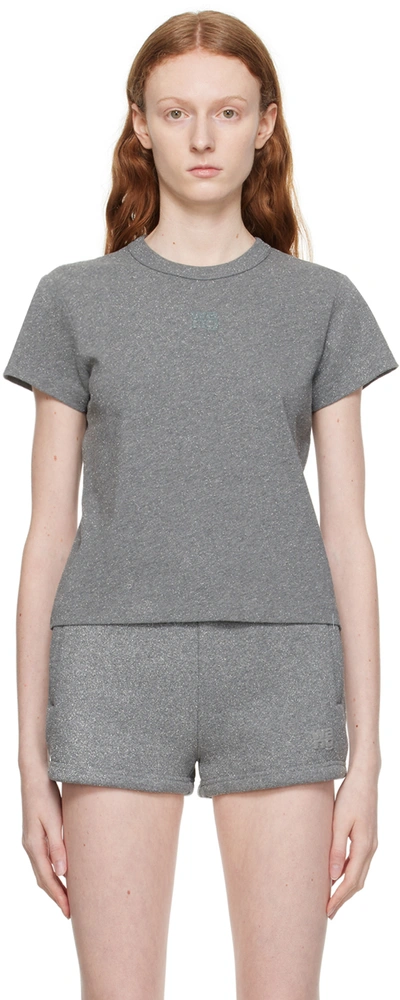 Alexander Wang T Gray Glittered T-shirt In Grey