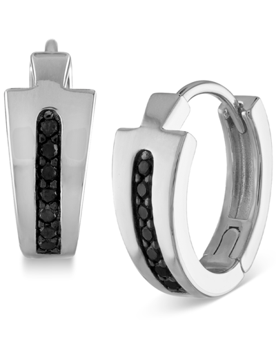 Bulova Men's Icon Black Diamond (1/6 Ct. T.w.) Hoop Earrings In Sterling Silver In Na