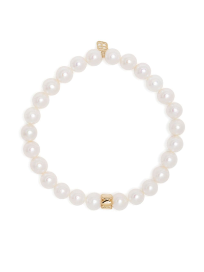 SYDNEY EVAN 14KT YELLOW GOLD MARQUISE RONDELLE PEARL BRACELET