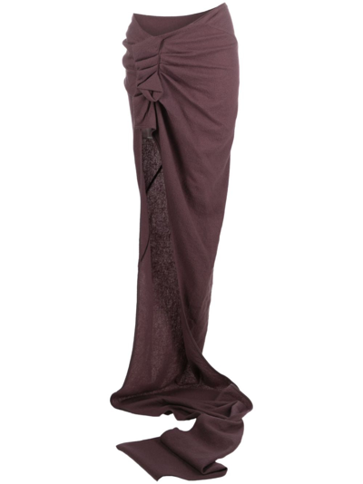 Rick Owens Edfu Gathered-detail Maxi Skirt In Purple