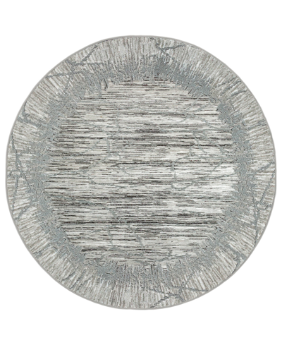 Km Home Closeout!  Davide 1229 5'3" X 5'3" Round Area Rug In Gray