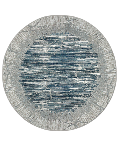 Km Home Closeout!  Davide 1229 5'3" X 5'3" Round Area Rug In Blue