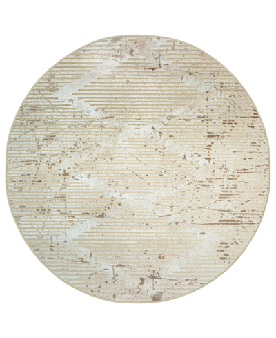 Km Home Closeout!  Davide 1230 7'10" X 7'10" Round Area Rug In Beige