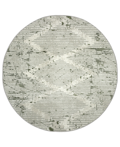 Km Home Closeout!  Davide 1230 7'10" X 7'10" Round Area Rug In Green