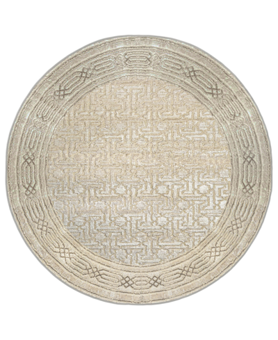 Km Home Closeout!  Davide 1231 5'3" X 5'3" Round Area Rug In Beige