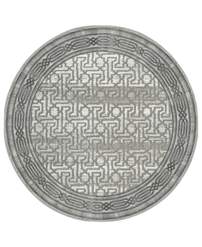 Km Home Closeout!  Davide 1231 5'3" X 5'3" Round Area Rug In Gray