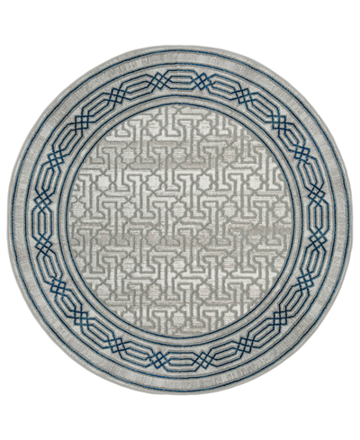 Km Home Closeout!  Davide 1231 7'10" X 7'10" Round Area Rug In Blue