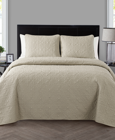 Vcny Home Caroline Embossed 3-piece Full/queen Quilt Set In Taupe