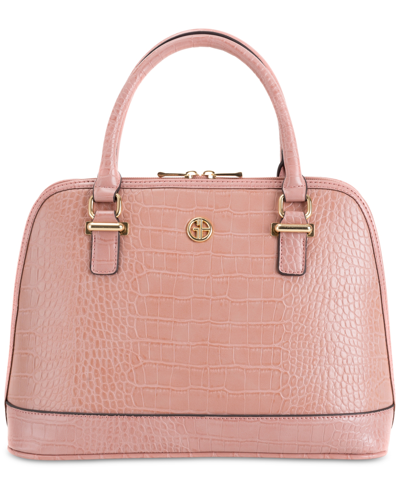 Giani Bernini Croc-embossed Dome Satchel, Created For Macy's In Dusty Pink