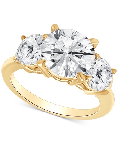 Badgley Mischka Certified  Lab Grown Diamond Three Stone Engagement Ring (4 Ct. T.w.) In 14k Gold In Yellow Gold