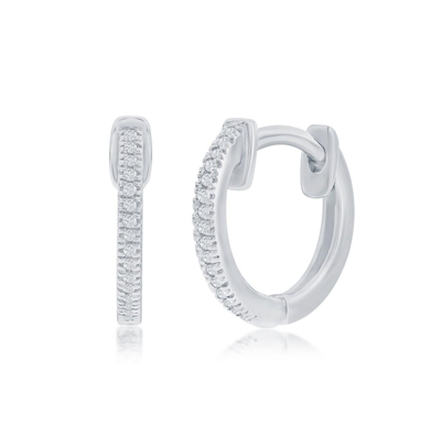 Simona 13mm Huggie Diamond Earrings (0.1 Ct. T.w.) 32 Stones In Sterling Silver