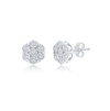 Simona Sterling Silver Diamond Flower Stud Earrings In Silver