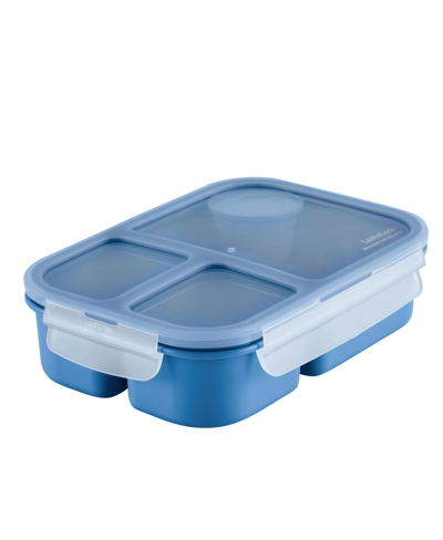 Lock N Lock On The Go Meals Three Compartment Divided Lunch Container, 33 Ounce In Blue