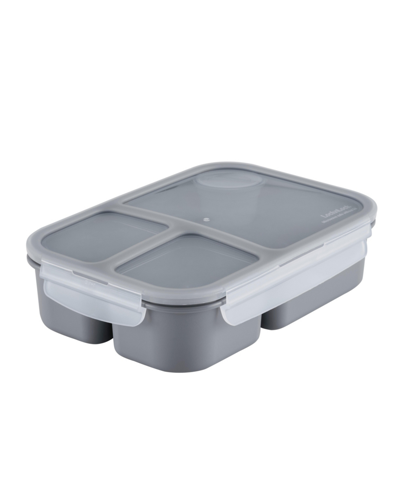 Lock N Lock On The Go Meals Three Compartment Divided Lunch Container, 50.7 Ounce In Gray