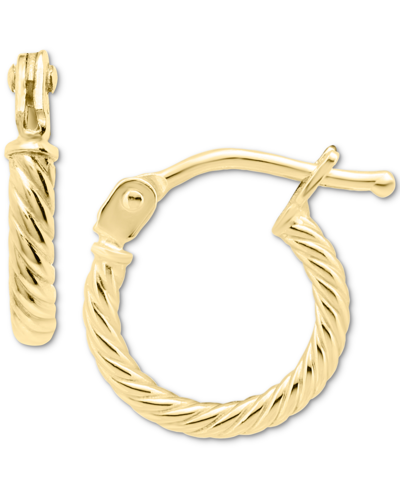 Macy's Children's Twist Style Extra Small Hoop Earrings In 14k Gold, 3/8" In Yellow Gold