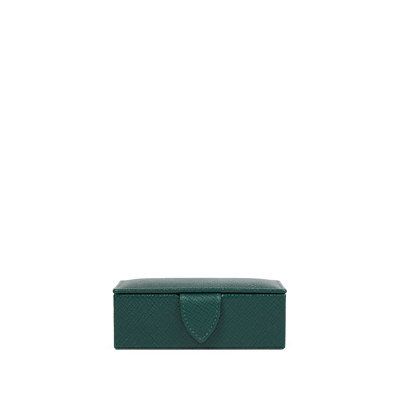 Smythson Mini Cufflink Box In Panama In Forest