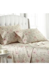 Southshore Fine Linens Mystic Garden 300 Tc Long Staple Sateen Cotton Sheet Set In Floral Soft Sand