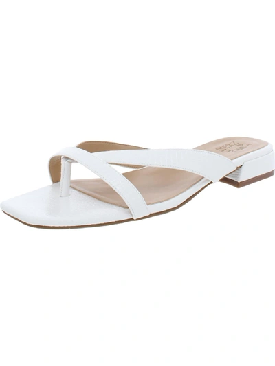 Naturalizer Precious Womens Faux Leather Thong Slide Sandals In White