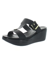 KENNETH COLE REACTION PEPEA BUCKLE WOMENS FAUX LEATHER OPEN TOE WEDGE SANDALS
