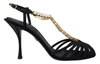 DOLCE & GABBANA Dolce & Gabbana Satin Clear Crystal T-strap Sandal Women's Shoes