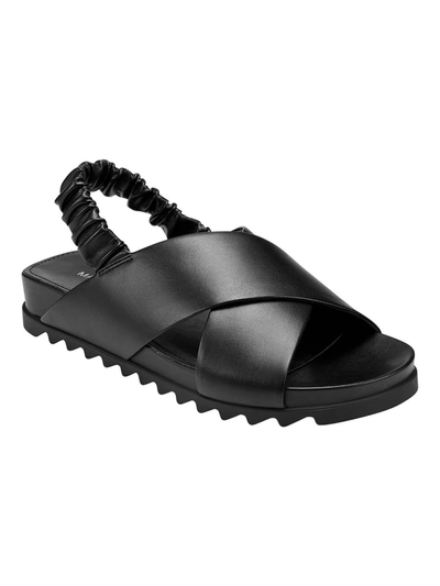 Marc Fisher Jivin Womens Faux Leather Flat Slingback Sandals In Black