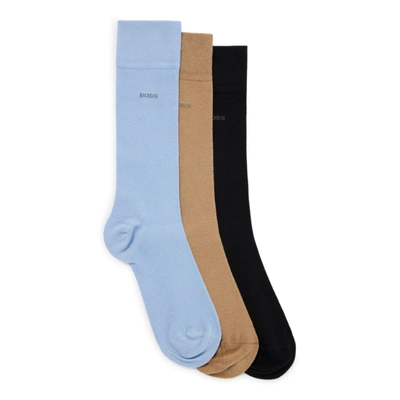 Hugo Boss Three-pack Of Regular-length Cotton-blend Socks In Multi