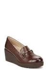 Soul Naturalizer Achieve Bit Wedge Pump In Dark Brown Croco Embossed Faux Leather