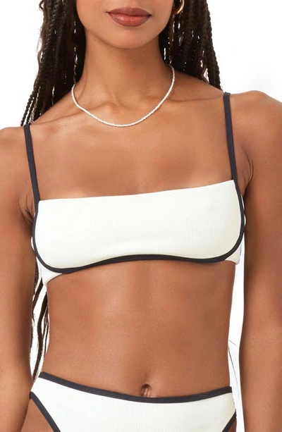 L*space Hazel Ribbed Bikini Top In Cream/ Black