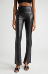 NORMA KAMALI SPAT SLIT FRONT FAUX LEATHER PANTS